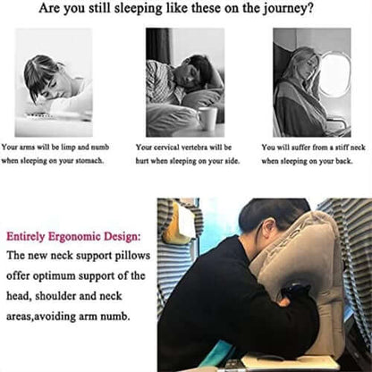 ✈️ LIMITED-TIME 50% OFF! 💨 Inflatable Travel Pillow | 360° Support – Soft Flocking, Quick Inflate, Compact