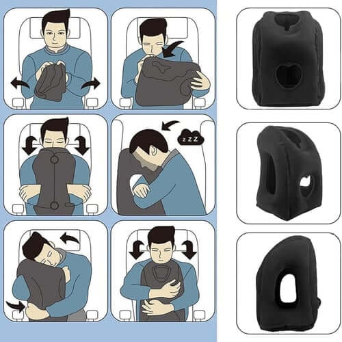 ✈️ LIMITED-TIME 50% OFF! 💨 Inflatable Travel Pillow | 360° Support – Soft Flocking, Quick Inflate, Compact