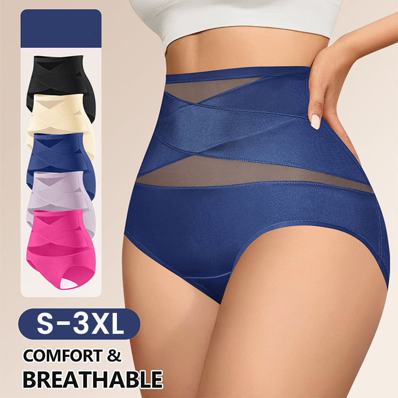 🎁Plus-Size High-Waist Cross Tummy Control Panties