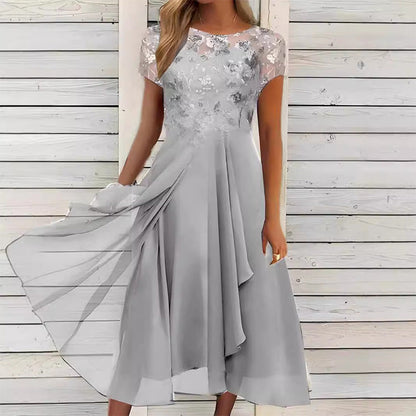 🎀Elegant Round Neck Dress For Women 🌸 Gentle Lady Basic Dress
