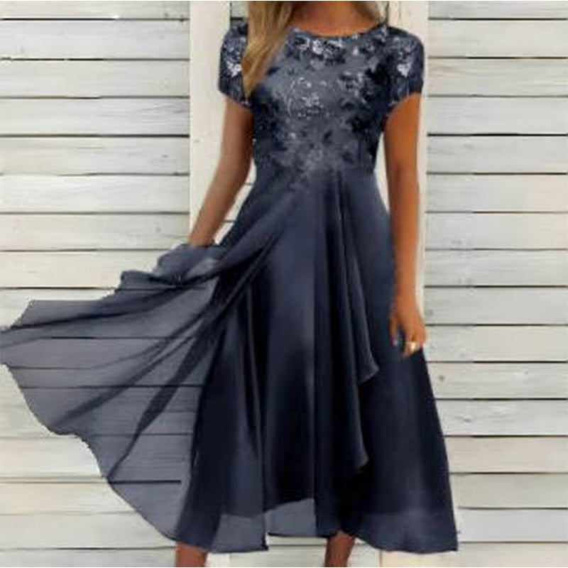 🎀Elegant Round Neck Dress For Women 🌸 Gentle Lady Basic Dress