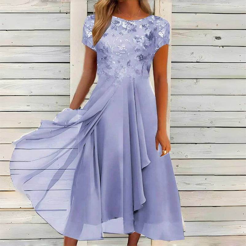 🎀Elegant Round Neck Dress For Women 🌸 Gentle Lady Basic Dress