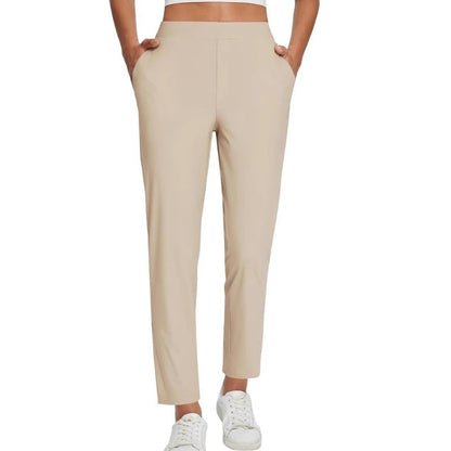 ⏳LIMITED OFFER 70% OFF🌞Women’s Fitted High-Waisted Zip-Pocket Trousers - 👖Lightweight, Breathable, Soft 26"/27" Ankle Pants with Zipper Pockets