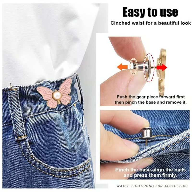 🌸🦋 BUY 1 GET 1 FREE 🎁💜 Removable Butterfly Waist Adjustment Buckle – No‑Tool, Adjustable Fit for Jeans, Skirts & Dresses, Creates Hourglass Shape ✨👗💃