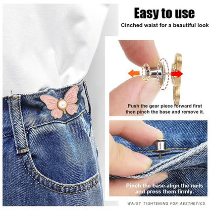 🌸🦋 BUY 1 GET 1 FREE 🎁💜 Removable Butterfly Waist Adjustment Buckle – No‑Tool, Adjustable Fit for Jeans, Skirts & Dresses, Creates Hourglass Shape ✨👗💃