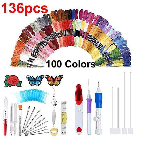 Rainbow Color Embroidery Threading Tool 136 Sets