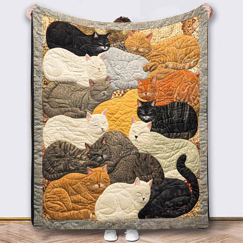 🐱🎄 49% OFF! Vintage Cat Pattern Flannel Blanket – Cozy & Comfortable ✨