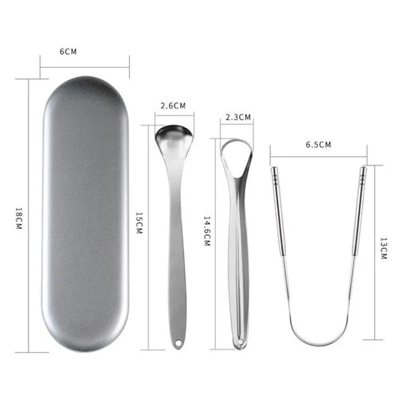 Stainless Steel Tongue Scraper Set