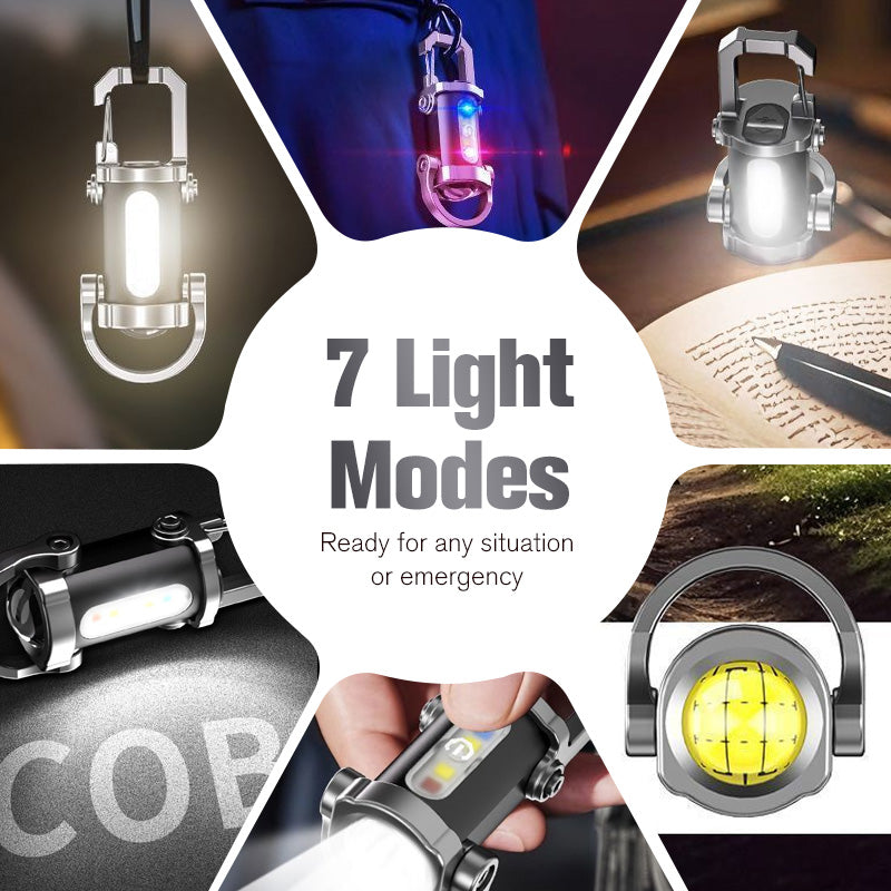🥳2026 HOT SALE🥳💞50K+ SOLD! 🔦💡 50% OFF! Keychain Flashlight – LED+COB dual light, 7 modes for every need. Ultra-light 29g – clip it on your keys or jacket. Never be caught in the dark again – safe walks, every time! 🚶✅
