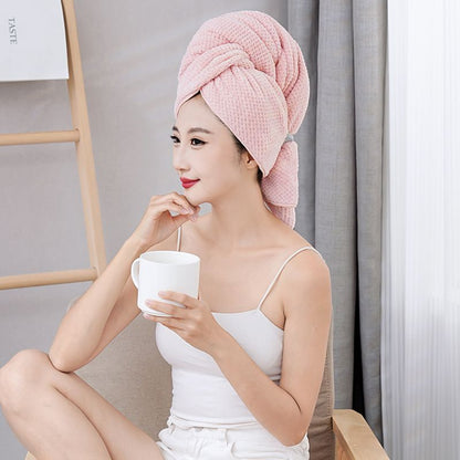 Super absorbent coral fleece hair towel 60*100cm