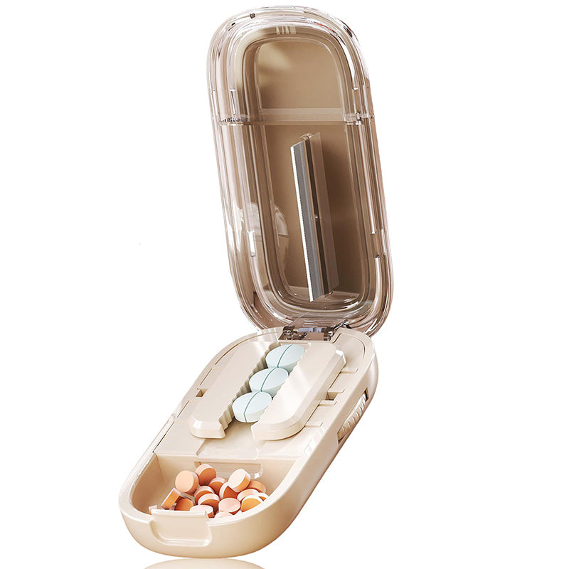 Portable Pill Box With Cutter