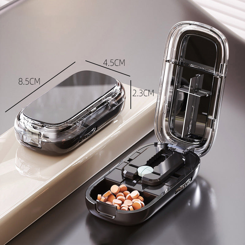Portable Pill Box With Cutter