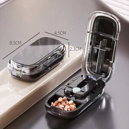 Portable Pill Box With Cutter