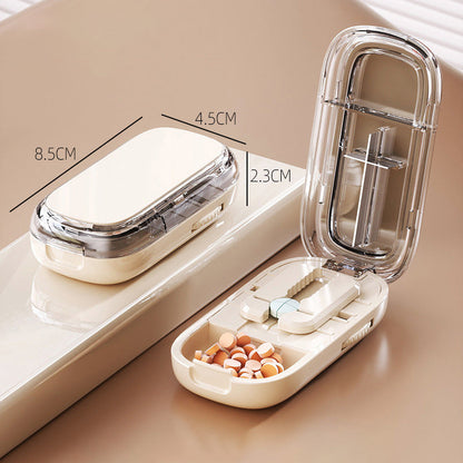 Portable Pill Box With Cutter
