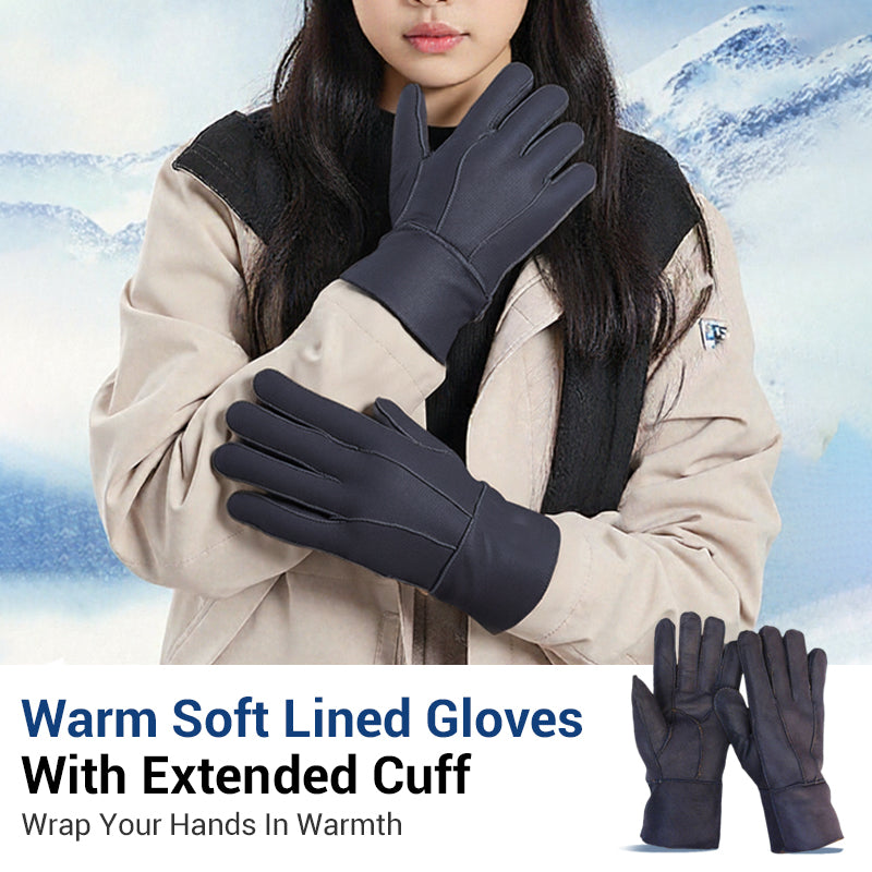 Warm Soft Lined Gloves With Extended Cuff