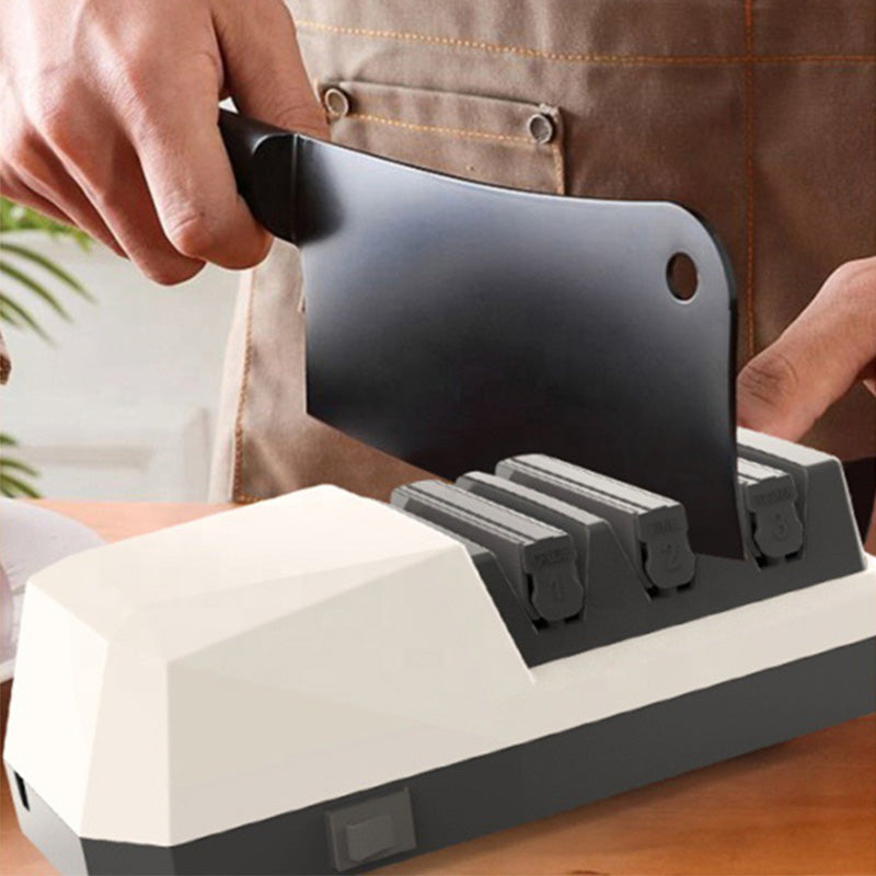 Professional 3-Stage Electric Knife Sharpener with Precision Angle Guide & Diamond Abrasive