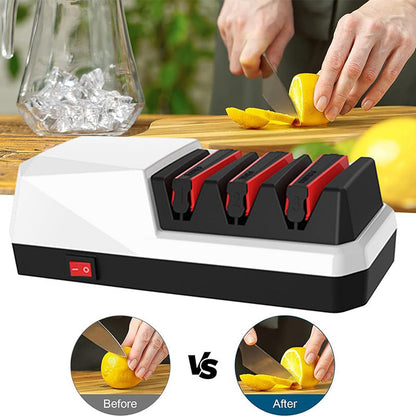 Professional 3-Stage Electric Knife Sharpener with Precision Angle Guide & Diamond Abrasive