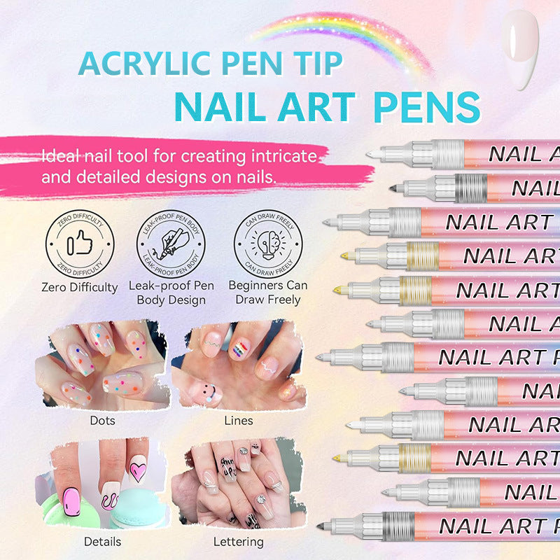 🎁Christmas Gift🎄12-Color Professional Nail Art Pen Set