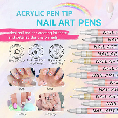 🎁Christmas Gift🎄12-Color Professional Nail Art Pen Set