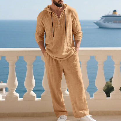 📢📢40% OFF !!!Men's Hooded Casual Loose Top & Pants 2-Piece Set