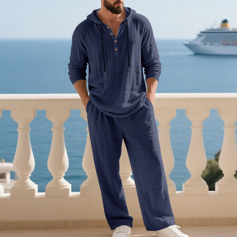 📢📢40% OFF !!!Men's Hooded Casual Loose Top & Pants 2-Piece Set