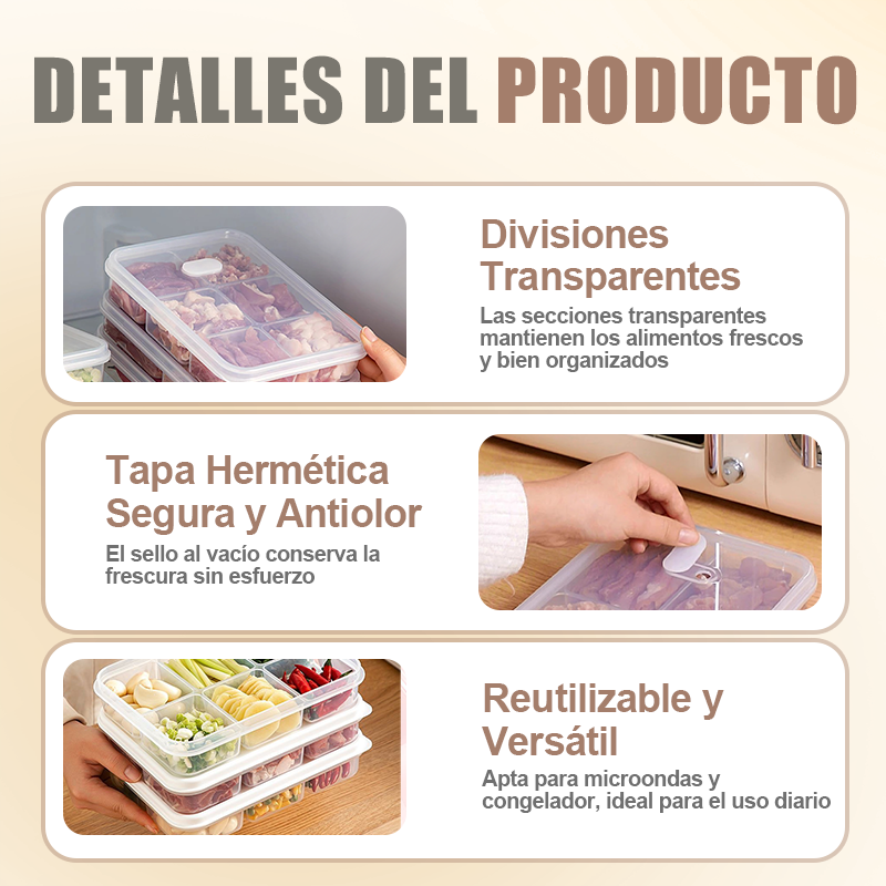 Contenedor de Alimentos Reutilizable con Divisiones
