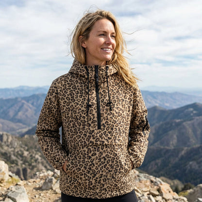 Leopard Print Hooded Pullover with Kangaroo Pocket
