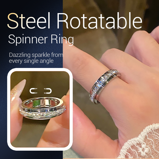 📢📢60%  OFF !! ⏰Titanium Steel Rotatable Spinner Ring with Zirconia