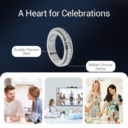 📢📢60%  OFF !! ⏰Titanium Steel Rotatable Spinner Ring with Zirconia