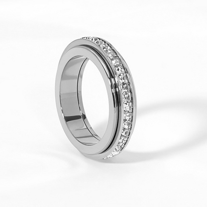 📢📢60%  OFF !! ⏰Titanium Steel Rotatable Spinner Ring with Zirconia