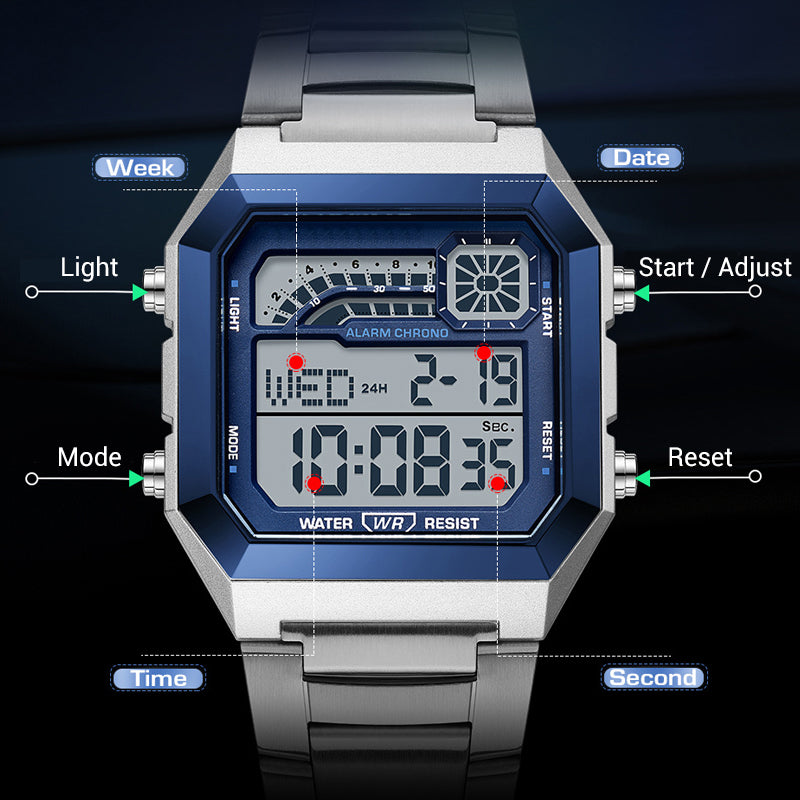 ⌚ 50% OFF! ⏱️ Unisex digital watch with a square face – luminous display, 50M water resistance, and a lightweight, durable strap 🌙