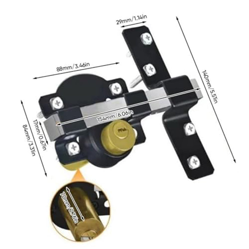 50/70mm Long Throw Gate Lock with 5 Keys