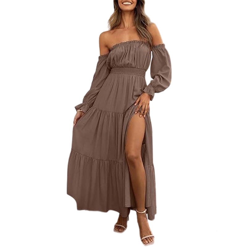 🎉LAST DAY SAEL 60% OFF!!✨💃Women's Off-Shoulder High-Waist Dress