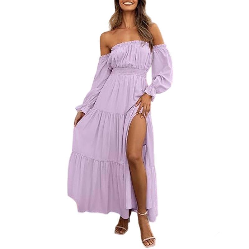 🎉LAST DAY SAEL 60% OFF!!✨💃Women's Off-Shoulder High-Waist Dress