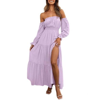 🎉LAST DAY SAEL 60% OFF!!✨💃Women's Off-Shoulder High-Waist Dress