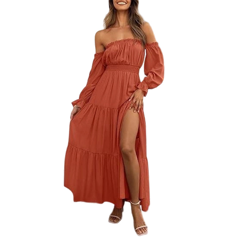 🎉LAST DAY SAEL 60% OFF!!✨💃Women's Off-Shoulder High-Waist Dress