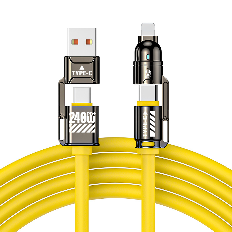 🔌50% OFF NOW! High‑Power 4‑in‑1 Fast Charging Cable, 240W PD Multi‑Interface Charging Cord, USB‑A/USB‑C to Type‑C/Lightning, Universal Fast Charge Cable for Phones & Laptops