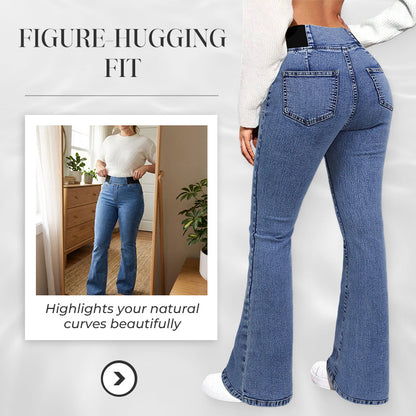 👖High-Waist Stretch Flare Jeans – Gentle tummy control, comfy stretch. Flattering flare leg. Perfect for daily wear. 🌸✨