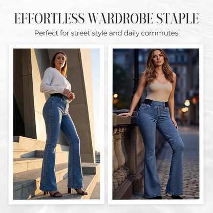 👖High-Waist Stretch Flare Jeans – Gentle tummy control, comfy stretch. Flattering flare leg. Perfect for daily wear. 🌸✨