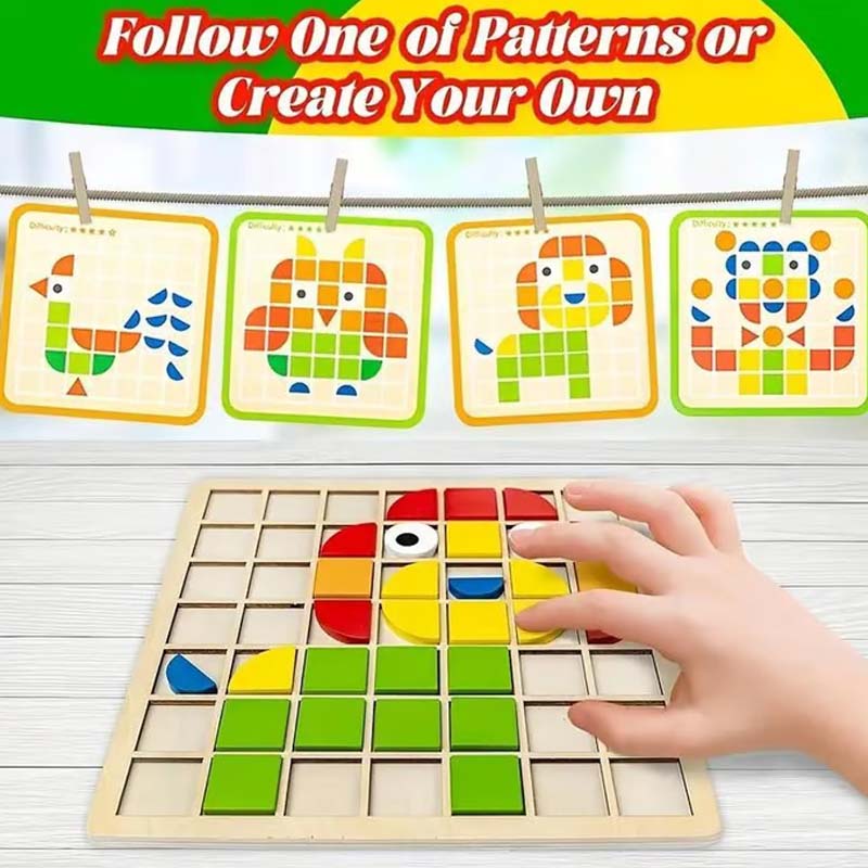 Educational Wooden 3D Colorful Animal Pattern Puzzle