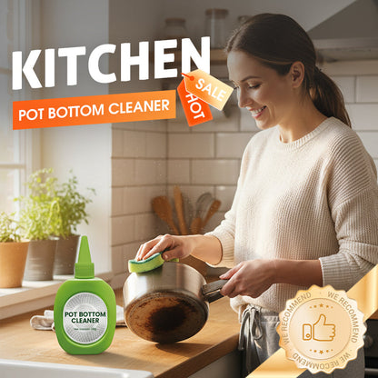 A cleaner for removing dirt and residue from the bottom of pots