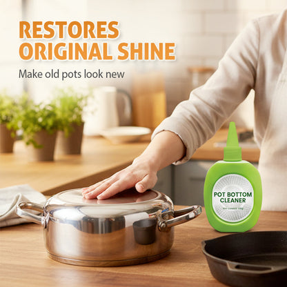 A cleaner for removing dirt and residue from the bottom of pots
