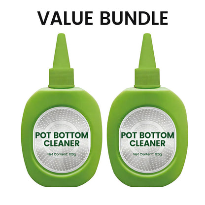A cleaner for removing dirt and residue from the bottom of pots
