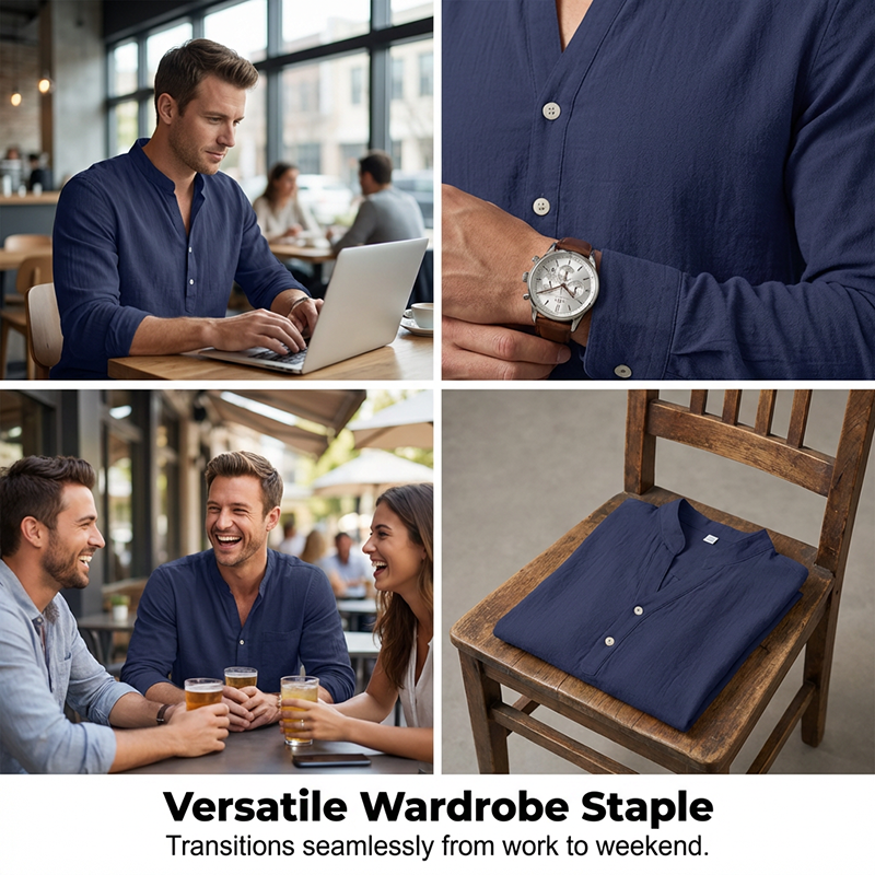 Autumn Casual Henley T-Shirt for Men 
