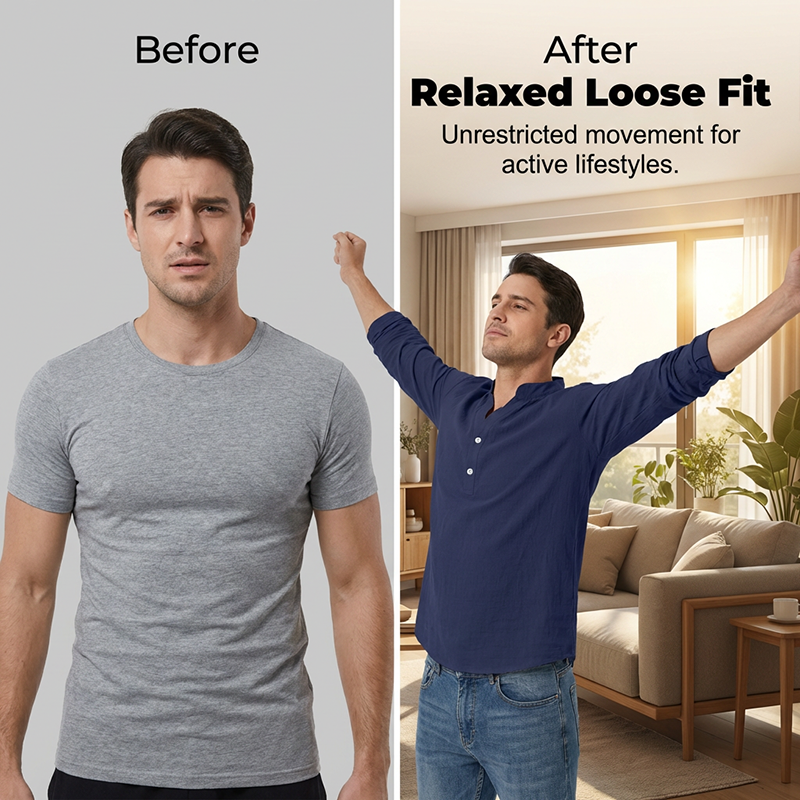Autumn Casual Henley T-Shirt for Men 