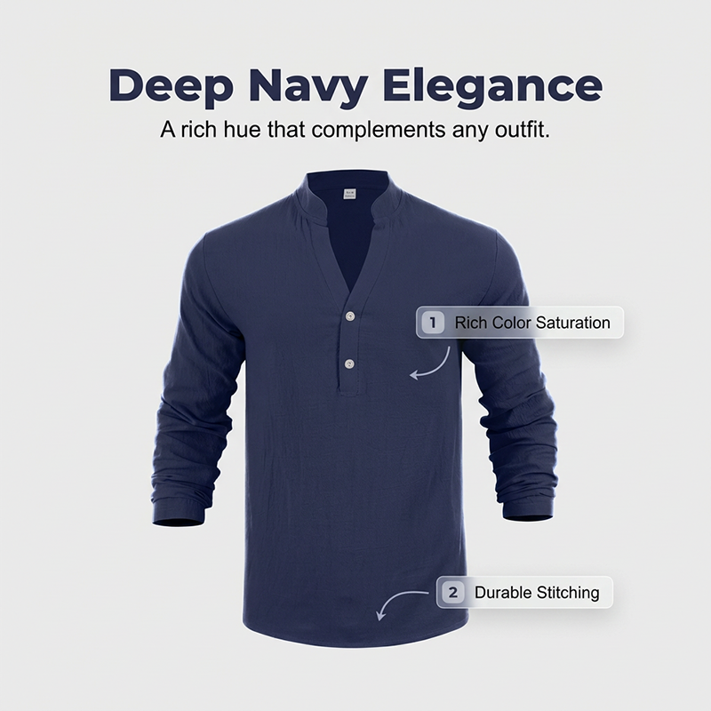 Autumn Casual Henley T-Shirt for Men 