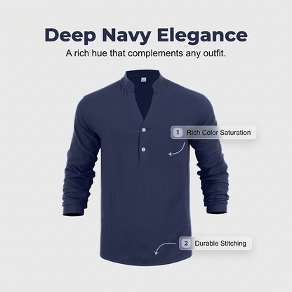 Autumn Casual Henley T-Shirt for Men 
