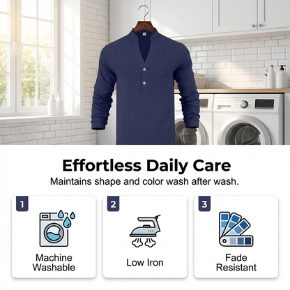 Autumn Casual Henley T-Shirt for Men 