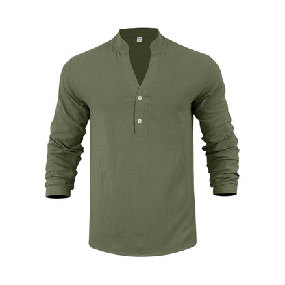 Autumn Casual Henley T-Shirt for Men 