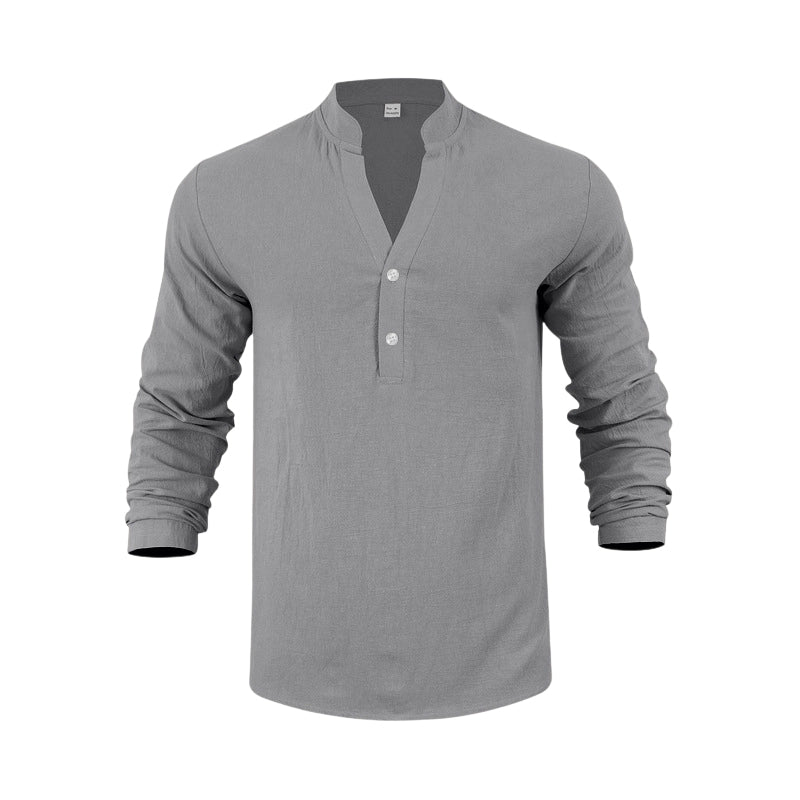 Autumn Casual Henley T-Shirt for Men 